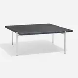PK 61 coffee table by Poul Kjaerholm, 1956, matte chrome-plated steel, slate, sold Apr 2023
