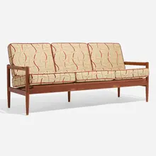 Sofa by Børge Jensen & Sønner, c. 1965, teak, upholstery, sold Apr 2023