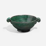 Argenta bowl by Wilhelm Kåge, 1936, glazed stoneware, silver, sold Apr 2023