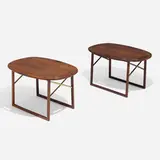 Tray tables, pair by Svend Langkilde, c. 1960, rosewood, brass, sold Apr 2023