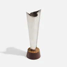 Vase by Tapio Wirkkala, 1960 / 1962, silver, rosewood, sold Apr 2023