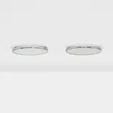Munkegård ceiling lamps, set of two by Arne Jacobsen, 1955 / 1992, chrome-plated brass, milk glass, enameled aluminum, sold Apr 2023