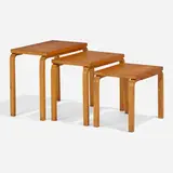 Nesting tables model 88, set of three by Alvar Aalto, c. 1935, maple, sold Apr 2023