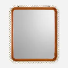 Wall mirror by Nordiska Kompaniet, c. 1960, mahogany, brass, sold Apr 2023