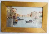 Untitled by Ettore Cadorin, Watercolor canal scene with gondolas, offered Dec 2024