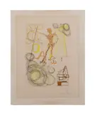 La Linotype" (Linotype) - 1966 by Salvador Dalí, engraving and etching with on Arches paper with watermark, sold Feb 2025