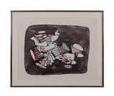 Lion Heraldique" from the Fables Series - circa 1976 by Jean Dubuffet, screenprint on paper, sold Feb 2025
