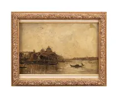 Untitled - View of the Grand Canal by Edouard-Jacques Dufeu, oil on canvas, sold Mar 2025