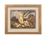Creation of Eve" - 1953 by Jacob Steinhardt, woodcut, sold Mar 2025