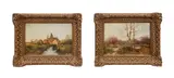 first quarter 20th century. Untitled - Village Landscape with Church by Eugène Galien-Laloue, oil on board, sold Mar 2025