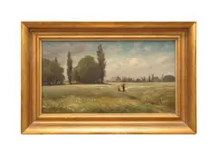 Field with Two Farmers" - mid 19th century by Peter Burnitz, oil on canvas, sold Mar 2025