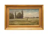 Field with Two Farmers" - mid 19th century by Peter Burnitz, oil on canvas, sold Mar 2025