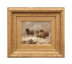 Untitled - Highland Sheep in Winter - 1875 by Charles Jones, oil on canvas, sold Mar 2025