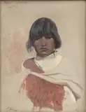 Untitled - Portrait of a Pueblo Woman by Peter Moran, oil on canvas, sold Mar 2025
