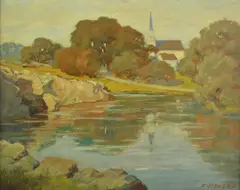 MA artist by Frank Hendry, 1934, oil on board, sold Sep 2019