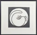 Untitled by Jacques Hnizdovsky, woodcut "Curled Cat", sold Mar 2022