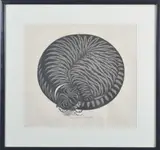 Untitled by Jacques Hnizdovsky, woodcut "Cat Nap", sold Mar 2022