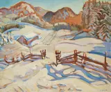 Kathleen Daly Pepper, Winter Charlevoix (1931) by Kathleen Francis Daly Pepper, oil on board, sold Jun 2021