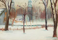 Kathleen Morris, Berthier-en-Haut by Kathleen Morris, oil on board, sold Jun 2021