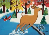 Surprised Deer by Maud Lewis, oil on board, sold Jun 2021