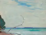 J.E.H. MacDonald, Roches Point, Lake Simcoe by J. E. H. MacDonald, oil on board, sold Jun 2021