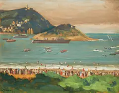 John Lyman, Regatta at San Sebastian by John Goodwin Lyman, oil on panel, sold Jun 2021