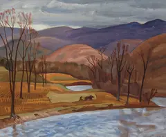 John Lyman, Fall Ploughing by John Goodwin Lyman, oil on board, sold Jun 2021
