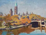 Robert Pilot, Parliament Hill, Overlooking the Rideau Canal by Robert Pilot, oil on canvas, sold Jun 2021