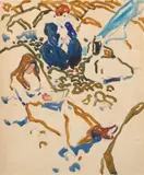 David Milne, Picnic by David Brown Milne, watercolour on illustration board, sold Jun 2021