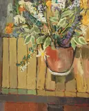 Flowers 4 by Molly Lamb Bobak, oil on board, sold Jun 2021