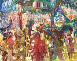 Centennial Parade (Fredericton) by Pegi Nicol MacLeod, oil on canvas, sold Jun 2021