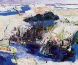 The Old Port and Mount Royal by John Hartman, oil on canvas, sold Jun 2021