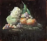 Untitled (Still Life) by Tony Scherman, oil and encaustic on canvas, sold Nov 2021