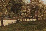 Trees Along a River by James Wilson Morrice, oil on canvas, sold Nov 2021