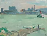 The Ferry, Quebec by Edwin Holgate, oil on panel, sold Nov 2021