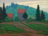 Near Métis, Quebec by Lawren Harris, oil on panel, sold Nov 2021