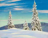 Winter Uplands by Frank Hans Johnston, oil on board, sold Nov 2021
