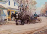 The Postman, Shannonville by Manly MacDonald, oil on canvas, sold Nov 2021