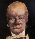 Winston Churchill by Tony Scherman, oil and encaustic on canvas, sold Nov 2021