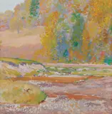 August Afternoon by Frank Hans Johnston, tempera on illustration board, sold Nov 2021