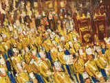 The Parade by Molly Lamb Bobak, oil on canvas, sold Jun 2022