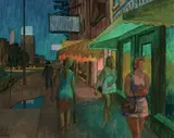 Sherbrooke Street West, West of Claremont (1970) by Philip Surrey, oil on board, sold Jun 2022
