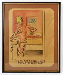 New Yorker and playboy artist by Peter Arno, watercolor illustration, sold Aug 2023