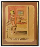 New Yorker and playboy artist by Peter Arno, watercolor illustration, sold Aug 2023