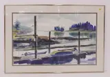 Untitled by Large Jess Cauthorn, Watercolor Framed- 33x48'' (crack to glass), sold Nov 2020
