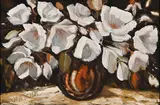 Still Life with Magnolias by June Tuckett, oil on canvas, sold May 2022