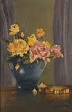 Still Life with Roses by Robert Pohl, oil on canvas, sold May 2022