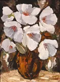 Still Life with Magnolias by June Tuckett, oil on canvas mounted on board, sold May 2022
