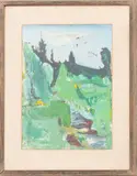 Untitled by Paul Bond, circa 1953, acrylic on paper, sold May 2023