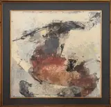 Untitled by Giuseppe Santomaso, 1962, oil painting on paper mounted on canvas, sold May 2023